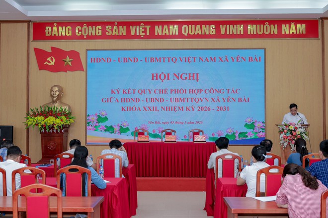 XÃ YÊN BÀI TỔ CHỨC HỘI NGHỊ KÝ KẾT QUY CHẾ PHỐI HỢP CÔNG TÁC GIỮA HĐND – UBND – UBMTTQ VIỆT NAM XÃ, KHÓA XXII, NHIỆM KỲ 2026–2031- Ảnh 1.