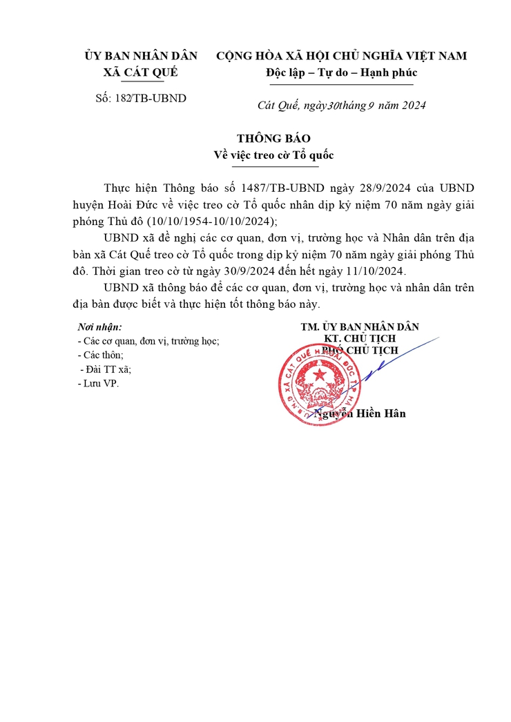 THÔNG BÁO TREO CỜ TỔ QUỐC- Ảnh 1.