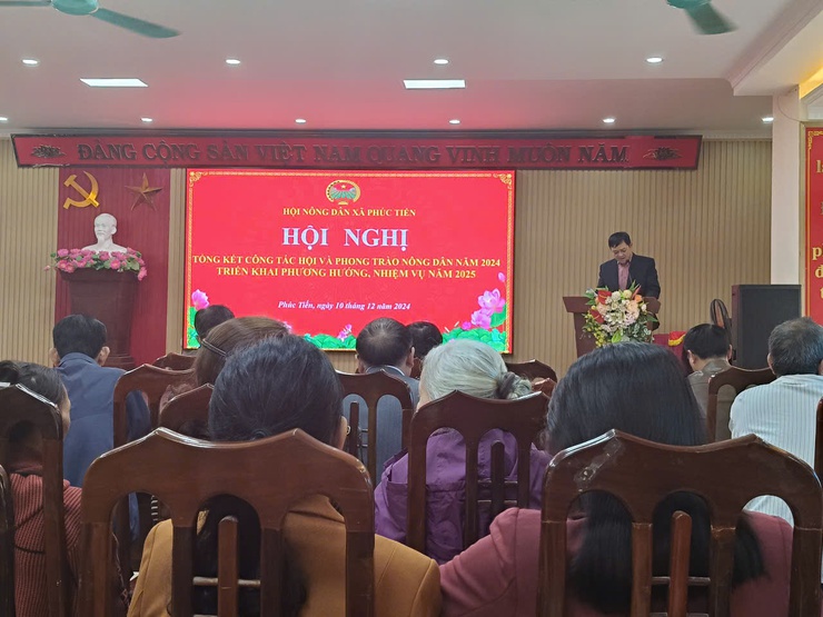 HỘI NÔNG DÂN XÃ PHÚC TIẾN TỔNG KẾT CÔNG TÁC HỘI VÀ PHONG TRÀO HỘI NÔNG DÂN NĂM 2024, 
TRIỂN KHAI PHƯƠNG HƯỚNG NHIỆM VỤ NĂM 2025
- Ảnh 1.