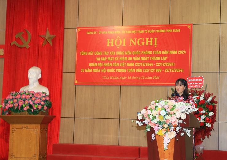 Phường Vĩnh Hưng tổ chức hội nghị gặp mặt nhân kỷ niệm 80 năm ngày Quân đội nhân dân Việt Nam (22/12/1944-22/12/2024) và tổng kết công tác xây dựng nền Quốc phòng toàn dân năm 2024.- Ảnh 3.