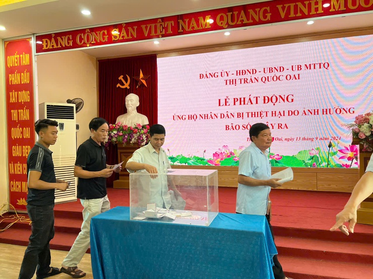 Thị trấn Quốc Oai phát động ủng bộ đồng bào bị thiệt hại do bão số 3 gây ra- Ảnh 7.