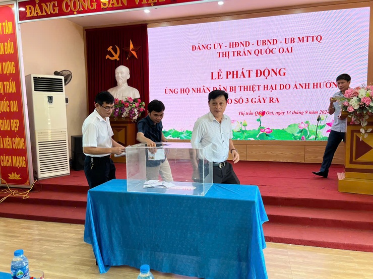 Thị trấn Quốc Oai phát động ủng bộ đồng bào bị thiệt hại do bão số 3 gây ra- Ảnh 5.