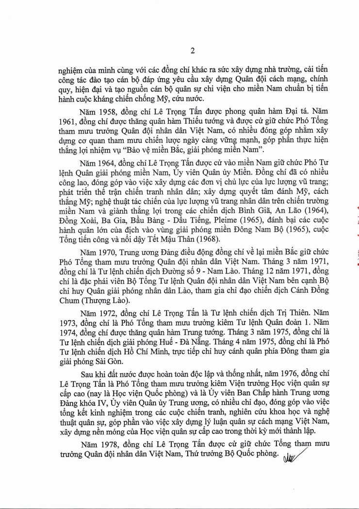 Kỷ niệm 110 năm ngày sinh Đại tương Lê Trọng Tấn (01/10/1914 – 01/10/2024)- Ảnh 5.