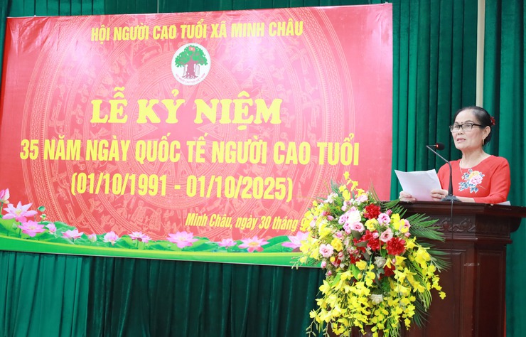 Hội Người cao tuổi xã Minh Châu tổ chức Lễ kỷ niệm 35 năm ngày Quốc tế người cao tuổi và phát động tháng hành động vì người cao tuổi năm 2025.- Ảnh 3.