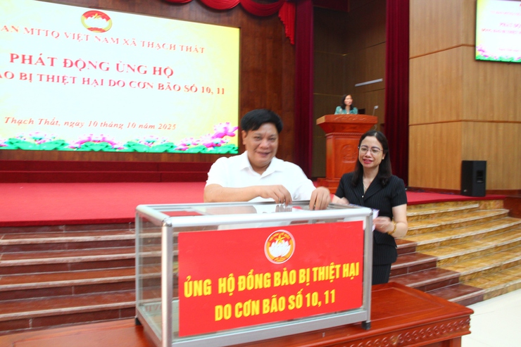 ỦY BAN MTTQ XÃ TỔ CHỨC TỔNG KẾT CÔNG TÁC ĐẠI HỘI MTTQ VÀ CÁC TỔ CHỨC CHÍNH TRỊ - XÃ HỘI; PHÁT ĐỘNG ỦNG HỘ ĐỒNG BÀO BỊ ẢNH HƯỞNG BÃO SỐ 10, 11- Ảnh 9.