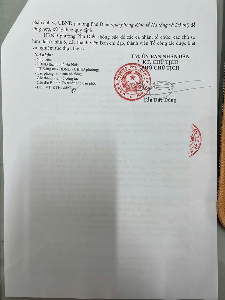 Thông báo về việc thu thập Giấy chứng nhận (nhà ở, đất ở) và thẻ căn cước/CCCD phục vụ chiến dịch làm giàu, làm sạch cơ sở dữ liệu Quốc gia về đất đai trên địa bàn phường Phú Diễn- Ảnh 3.