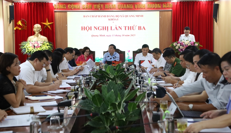 Hội nghị Ban Chấp hành Đảng bộ xã Quang Minh lần thứ Ba- Ảnh 1.