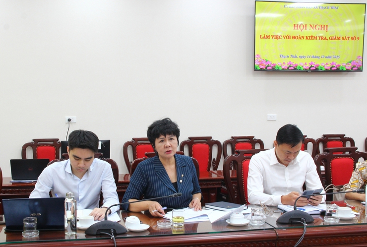 UBND xã Thạch Thất làm việc với Đoàn kiểm tra, giám sát số 9- Ảnh 2.