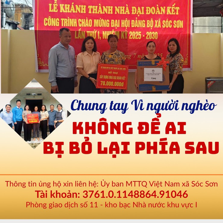 UỶ BAN MTTQ VIỆT NAM XÃ SÓC SƠN: VẬN ĐỘNG ỦNG HỘ "QUỸ VÌ NGƯỜI NGHÈO" NĂM 2025- Ảnh 1.