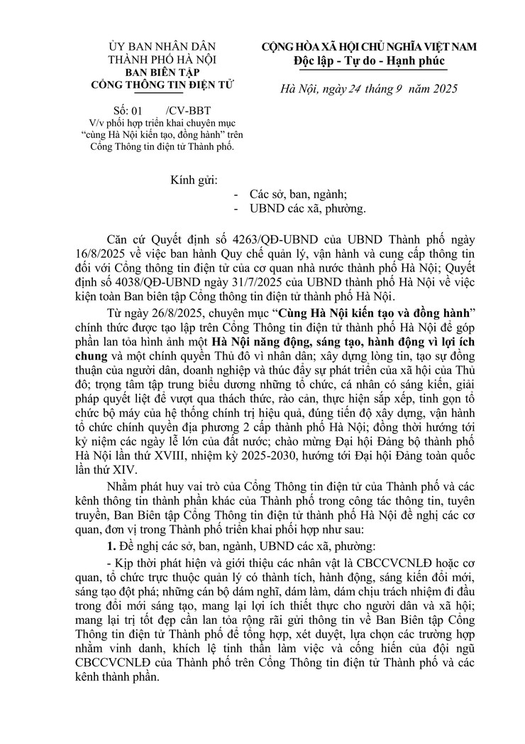 Triển khai chuyên mục “cùng Hà Nội kiến tạo, đồng hành” trên Cổng Thông tin điện tử Thành phố.- Ảnh 1.