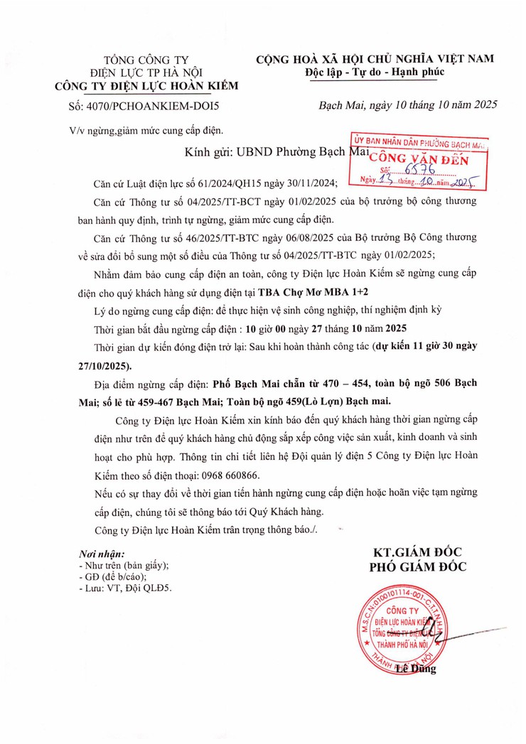 Thông báo giảm mức cung cấp điện- Ảnh 2.