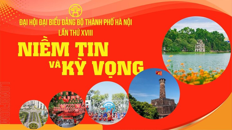 Nhiệt liệt chào mừng Đại hội đại biểu Đảng bộ thành phố Hà Nội lần thứ XVIII, nhiệm kỳ 2025 – 2030 - Ảnh 1.