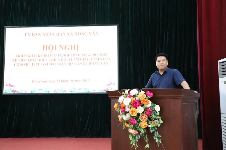 HỘI NGHỊ TRIỂN KHAI KẾ HOẠCH THỰC HIỆN CHIẾN DỊCH LÀM GIÀU, LÀM SẠCH CƠ SỞ DỮ LIỆU QUỐC GIA VỀ ĐẤT ĐAI TRÊN ĐỊA BÀN XÃ HỒNG VÂN- Ảnh 4.