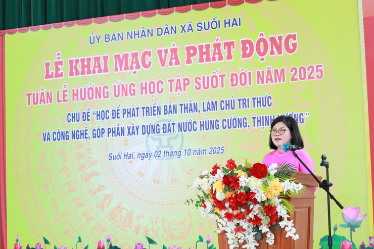 UBND xã Suối Hai đã tổ chức Lễ khai mạc “Tuần lễ hưởng ứng học tập suốt đời” năm 2025 với chủ đề “Học để phát triển bản thân, làm chủ tri thức và công nghệ, góp phần xây dựng đất nước hùng cường, thịnh vượng”- Ảnh 2.
