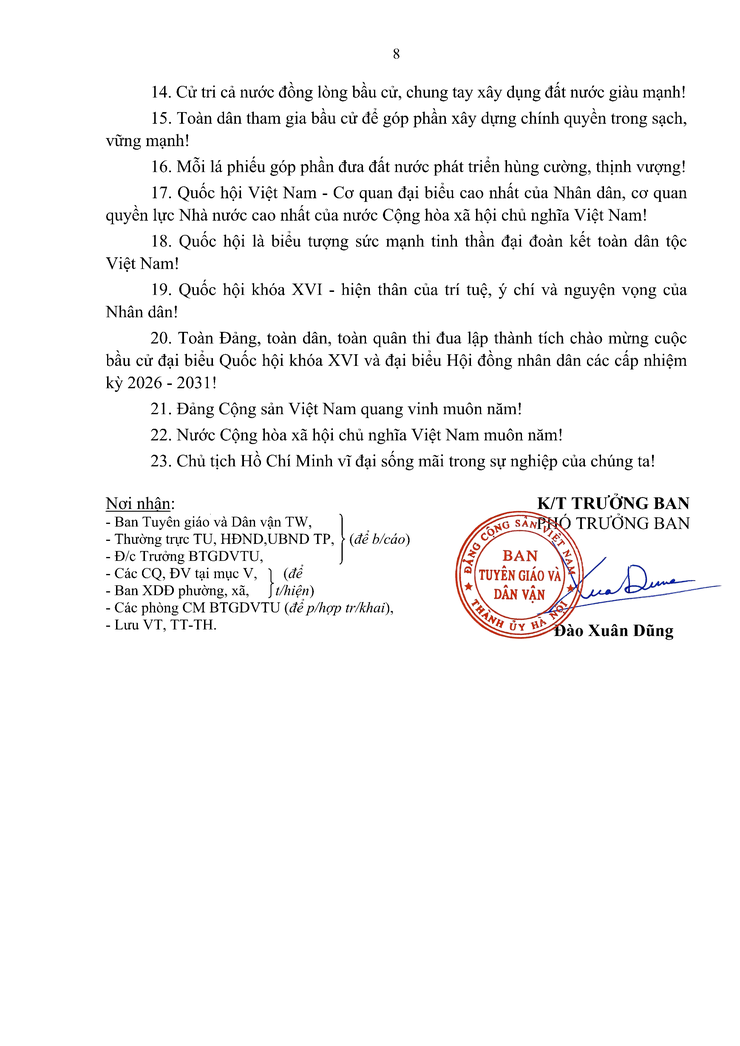 Tuyên truyền cuộc bầu cử đại biểu Quốc hội khóa XVI
và bầu cử đại biểu Hội đồng nhân dân các cấp nhiệm kỳ 2026 - 2031- Ảnh 8.