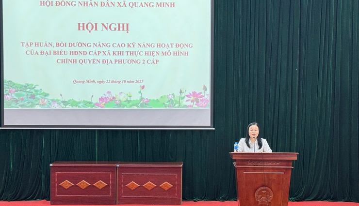 HĐND xã Quang Minh tổ chức lớp tập huấn, bồi dưỡng kỹ năng hoạt động cho đại biểu HĐND xã khóa I, nhiệm kỳ 2021 - 2026

- Ảnh 2.