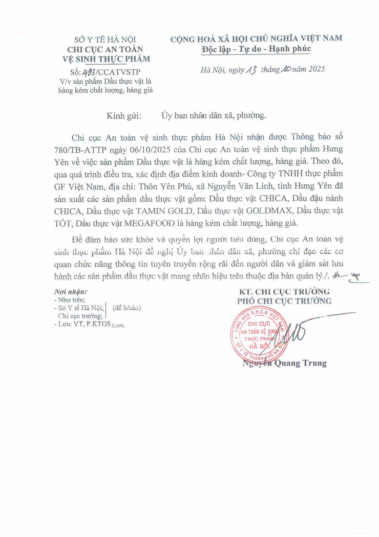 Thông báo sản phẩm dầu thực vật là hàng giả, hàng kém chất lượng- Ảnh 1.