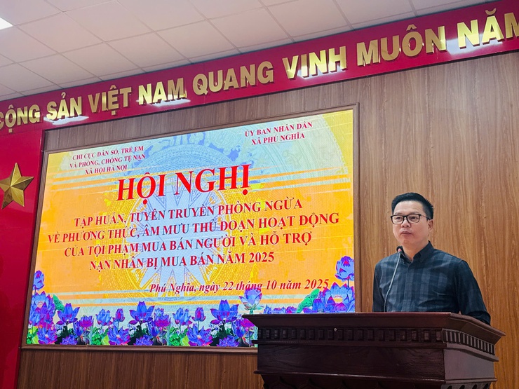 XÃ PHÚ NGHĨA TỔ CHỨC HỘI NGHỊ TẬP HUẤN, TUYÊN TRUYỀN PHÒNG, CHỐNG MUA BÁN NGƯỜI NĂM 2025- Ảnh 3.
