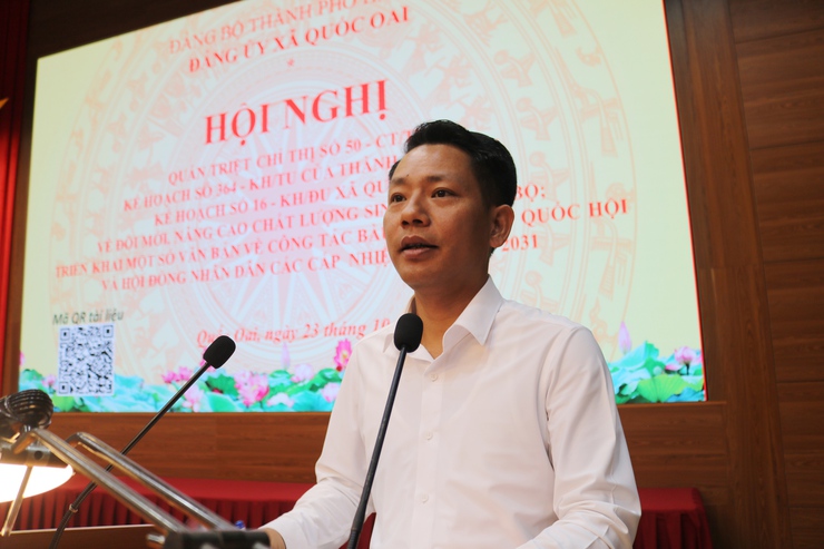 Đảng ủy xã Quốc Oai tổ chức hội nghị quán triệt chỉ thị 50; Kế hoạch số 364 của Thành ủy Hà Nội và Kế hoạch của Đảng uỷ về nâng cao chất lượng sinh hoạt chi bộ trong giai đoạn mới; triển khai công tác bầu cử nhiệm kỳ- Ảnh 4.