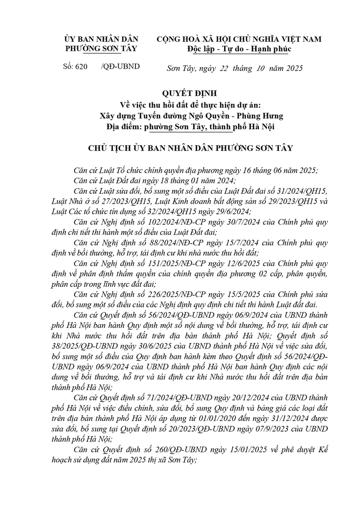 Thông báo công khai Quyết định về việc thu hồi đất để thực hiện Dự án- Ảnh 1.