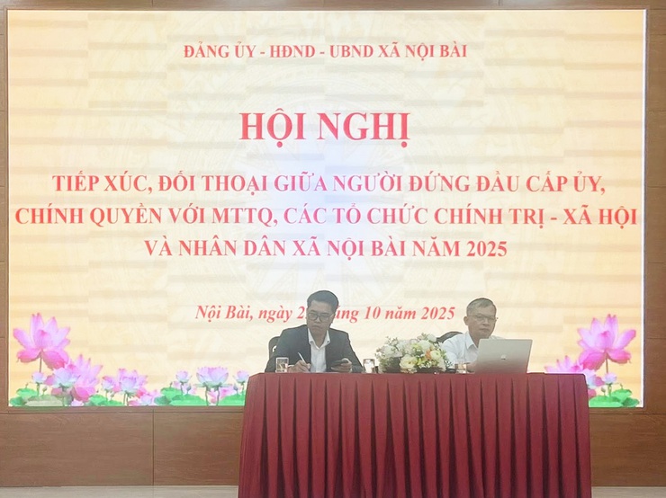 ĐỐI THOẠI GIỮA NGƯỜI ĐỨNG ĐẦU CẤP UỶ, CHÍNH QUYỀN VỚI MTTQ VÀ CÁC TỔ CHỨC CHÍNH TRỊ XÃ HỘI VÀ NHÂN DÂN XÃ NỘI BÀI- Ảnh 1.