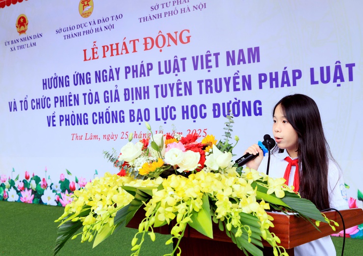 Thư Lâm phát động hưởng ứng Ngày Pháp luật Việt Nam và tổ chức phiên tòa giả định tuyên truyền pháp luật về phòng, chống bạo lực học đường- Ảnh 12.