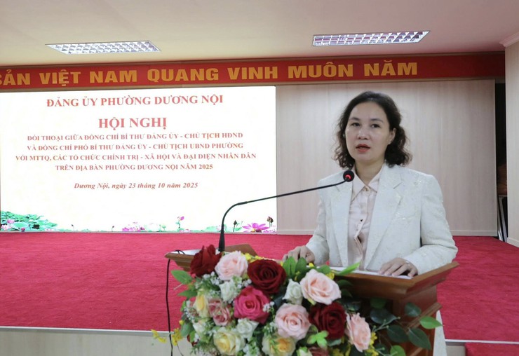 Phường Dương Nội tổ chức Hội nghị đối thoại giữa Bí thư Đảng ủy, Chủ tịch HĐND phường, Chủ tịch UBND phường với Nhân dân năm 2025- Ảnh 1.