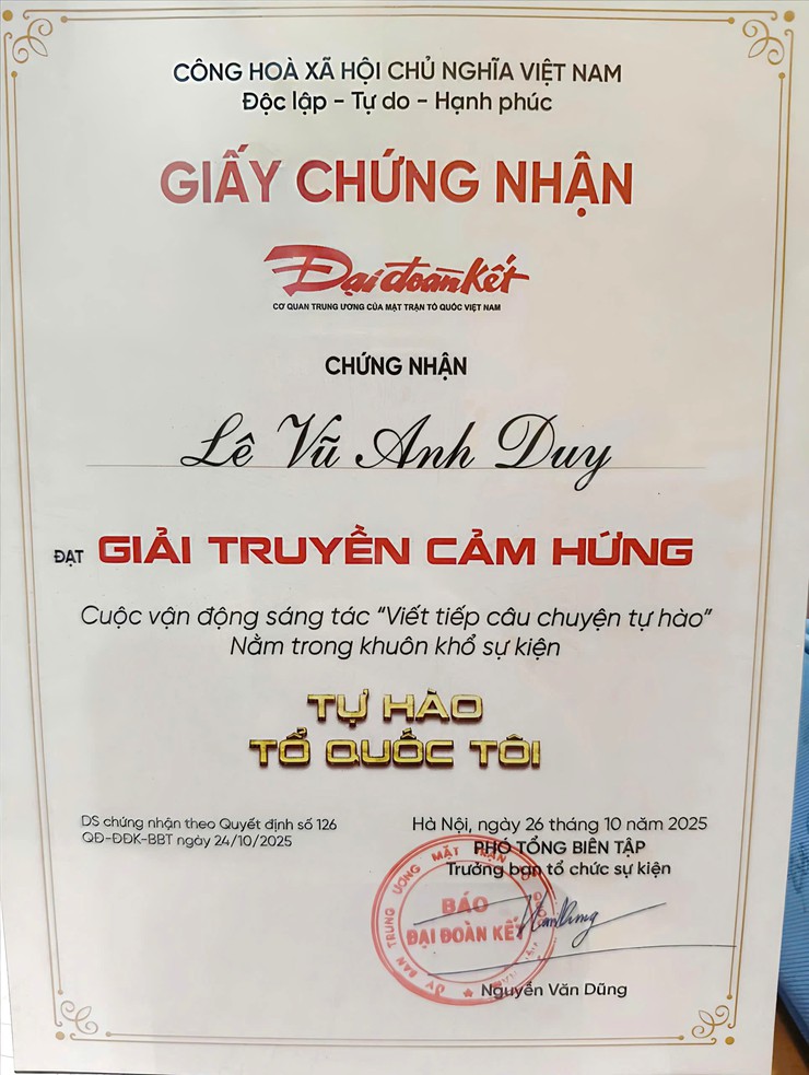 CHÚC MỪNG EM LÊ VŨ ANH DUY – HỌC SINH LỚP 5A5 TRƯỜNG TH TRẦN PHÚ VINH DỰ ĐẠT GIẢI TRUYỀN CẢM HỨNG TẠI CUỘC VẬN ĐỘNG SÁNG TÁC "VIẾT TIẾP CÂU CHUYỆN TỰ HÀO"- Ảnh 4.