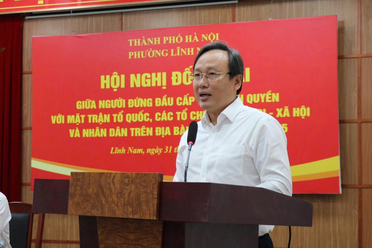 PHƯỜNG LĨNH NAM TỔ CHỨC HỘI NGHỊ ĐỐI THOẠI TRỰC TIẾP GIỮA NGƯỜI ĐỨNG ĐẦU CẤP ỦY, CHÍNH QUYỀN VỚI MTTQ, CÁC TỔ CHỨC CHÍNH TRỊ XÃ HỘI VÀ NHÂN DÂN TRÊN ĐỊA BÀN PHƯỜNG NĂM 2025- Ảnh 1.