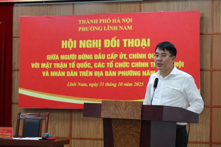 PHƯỜNG LĨNH NAM TỔ CHỨC HỘI NGHỊ ĐỐI THOẠI TRỰC TIẾP GIỮA NGƯỜI ĐỨNG ĐẦU CẤP ỦY, CHÍNH QUYỀN VỚI MTTQ, CÁC TỔ CHỨC CHÍNH TRỊ XÃ HỘI VÀ NHÂN DÂN TRÊN ĐỊA BÀN PHƯỜNG NĂM 2025- Ảnh 3.