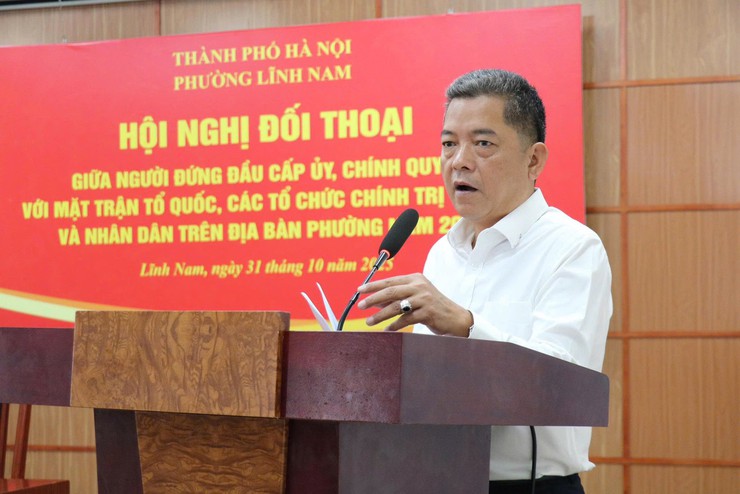 PHƯỜNG LĨNH NAM TỔ CHỨC HỘI NGHỊ ĐỐI THOẠI TRỰC TIẾP GIỮA NGƯỜI ĐỨNG ĐẦU CẤP ỦY, CHÍNH QUYỀN VỚI MTTQ, CÁC TỔ CHỨC CHÍNH TRỊ XÃ HỘI VÀ NHÂN DÂN TRÊN ĐỊA BÀN PHƯỜNG NĂM 2025- Ảnh 5.