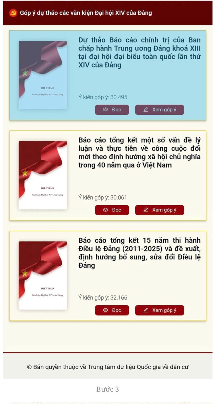 HƯỚNG DẪN: Góp ý các dự thảo văn kiện Đại Hội Đại Biểu toàn quốc lần thứ XIV của đảng trên ứng dụng VNEID- Ảnh 3.