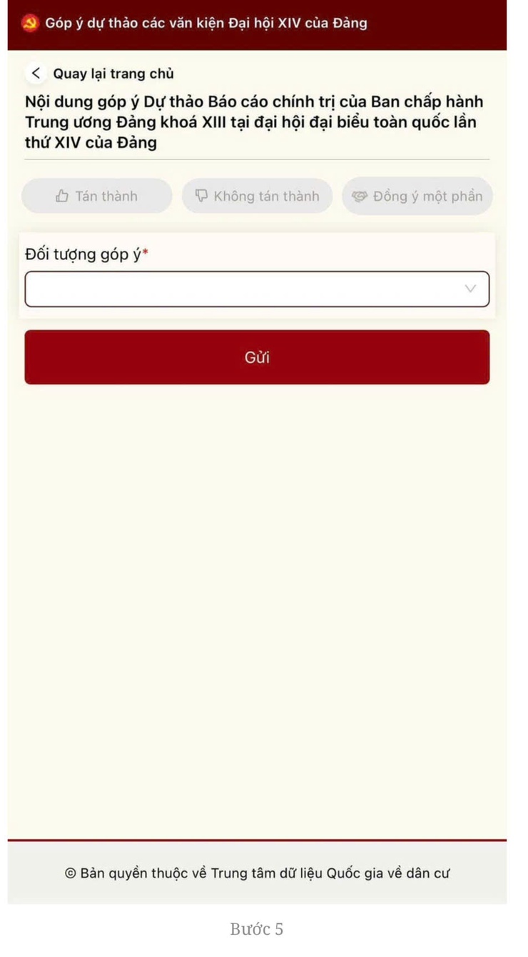 HƯỚNG DẪN: Góp ý các dự thảo văn kiện Đại Hội Đại Biểu toàn quốc lần thứ XIV của đảng trên ứng dụng VNEID- Ảnh 5.
