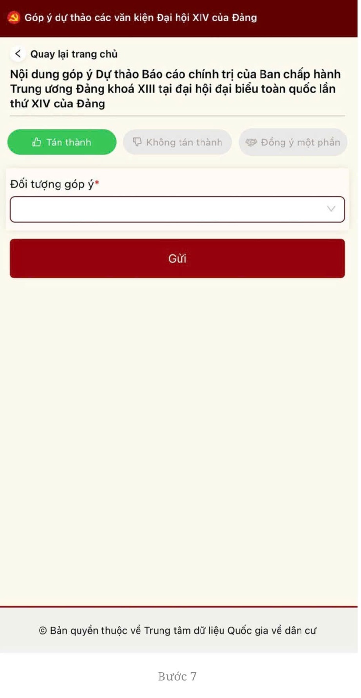 HƯỚNG DẪN: Góp ý các dự thảo văn kiện Đại Hội Đại Biểu toàn quốc lần thứ XIV của đảng trên ứng dụng VNEID- Ảnh 7.