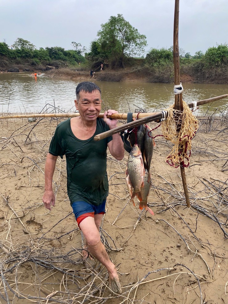 Độc đáo "nghề" bắt cá bằng dập sào ở Phúc Thọ- Ảnh 2.