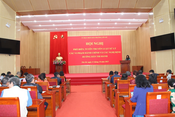 Phường Yên Sở Hội nghị tuyên truyền, phổ biến Luật Xử lý vi phạm hành chính và các văn bản hướng dẫn thi hành Luật- Ảnh 1.