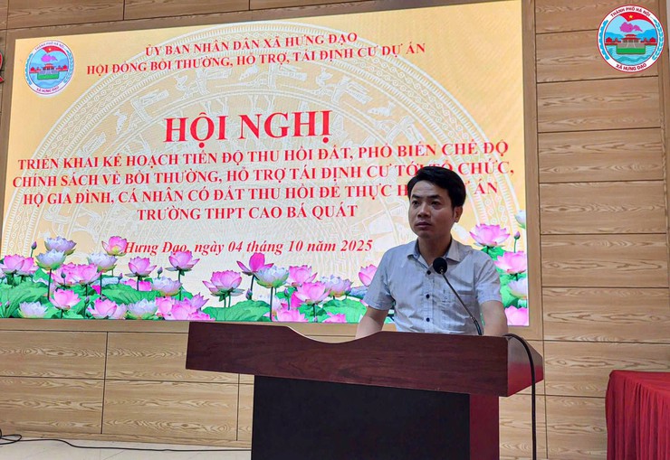 HỘI NGHỊ THÔNG BÁO KẾ HOẠCH THU HỒI ĐẤT, BỒI THƯỜNG, HỖ TRỢ, TÁI ĐỊNH CƯ DỰ ÁN TRƯỜNG THPT CAO BÁ QUÁT – QUỐC OAI- Ảnh 2.