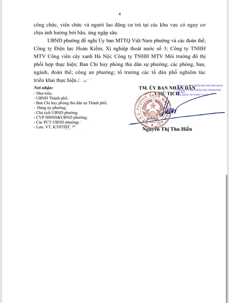 Công văn số 713/UBND ngày 05/10/2025 của UBND phường Bạch Mai về chủ động khẩn trương triển khai ứng phó cơn bão số 11 trên địa bàn phường- Ảnh 4.