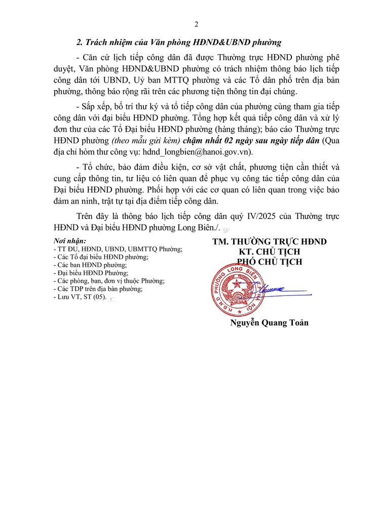Thông báo Lịch tiếp công dân quý IV/2025 của Thường trực HĐND và Đại biểu HĐND phường Long Biên, nhiệm kỳ 2021 - 2026- Ảnh 2.