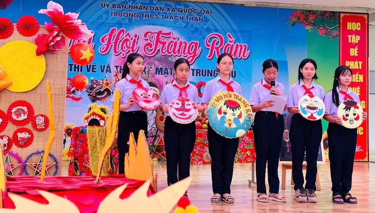 Tưng bừng “Vui hội Trăng rằm 2025” – sáng tạo hội thi vẽ và thiết kế mặt nạ trung thu tại Trường THCS Thạch Thán- Ảnh 8.
