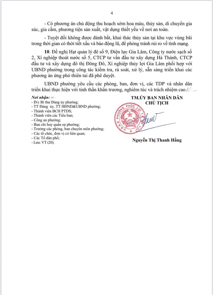 UBND phường Phúc Lợi triển khai công tác ứng phó với bão số 11 và mưa lũ- Ảnh 4.