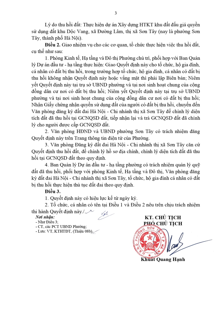 Thông báo công khai Quyết định về việc thu hồi đất để thực hiện Dự án- Ảnh 3.