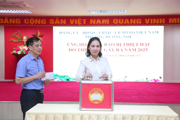 Phường Dương Nội phát động ủng hộ đồng bào bị thiệt hại do thiên tai gây ra năm 2025- Ảnh 2.