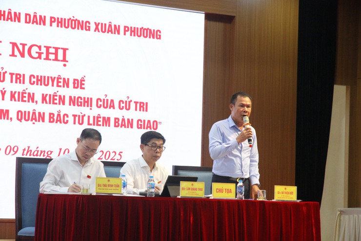 Thường trực hội đồng nhân dân phường Xuân Phương tiếp xúc cử tri chuyên đề về trả lời, giải quyết ý kiến, kiến nghị của cử tri.- Ảnh 5.
