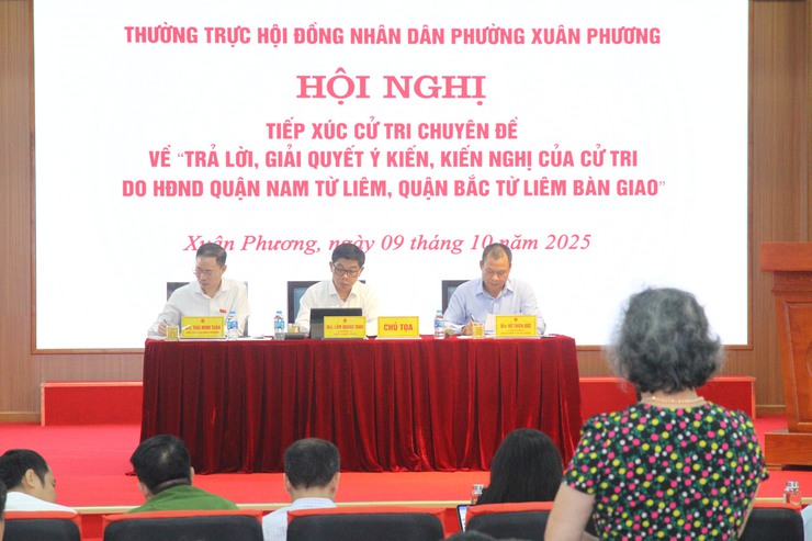 Thường trực hội đồng nhân dân phường Xuân Phương tiếp xúc cử tri chuyên đề về trả lời, giải quyết ý kiến, kiến nghị của cử tri.- Ảnh 10.