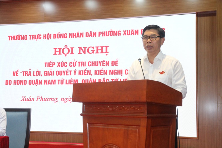 Thường trực hội đồng nhân dân phường Xuân Phương tiếp xúc cử tri chuyên đề về trả lời, giải quyết ý kiến, kiến nghị của cử tri.- Ảnh 2.