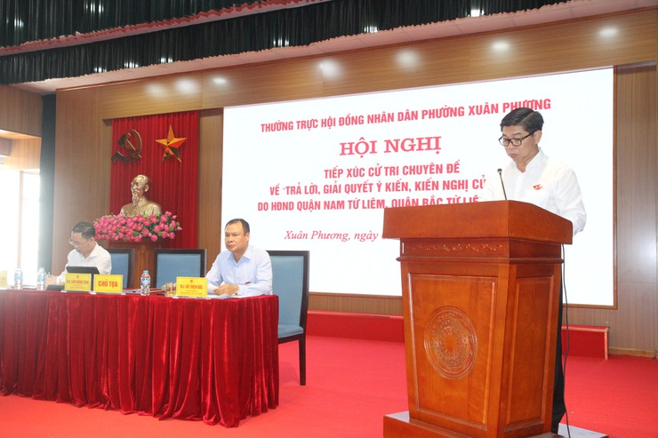 Thường trực hội đồng nhân dân phường Xuân Phương tiếp xúc cử tri chuyên đề về trả lời, giải quyết ý kiến, kiến nghị của cử tri.- Ảnh 12.