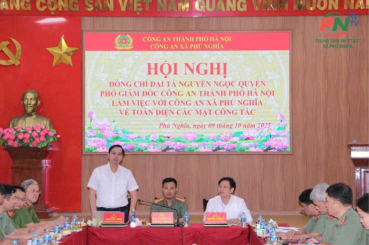 Lãnh đạo Công an Thành phố Hà Nội kiểm tra, đánh giá kết quả triển khai thực hiện các mặt công tác của Công an xã Phú Nghĩa- Ảnh 7.