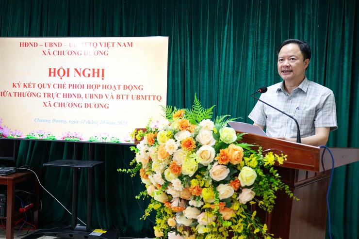 Hội nghị ký kết Quy chế phối hợp giữa Thường trực HĐND, UBND và Ủy ban MTTQ Việt Nam xã nhiệm kỳ 2021-2026.- Ảnh 2.