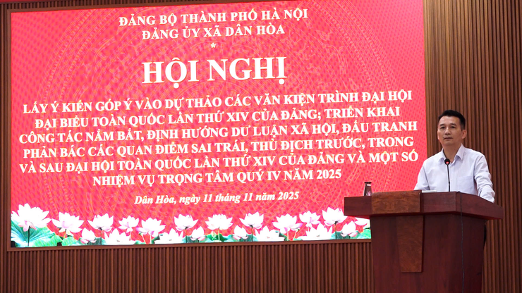 BAN THƯỜNG VỤ ĐẢNG ỦY XÃ DÂN HÒA TỔ CHỨC HỘI NGHỊ TRIỂN KHAI LẤY Ý KIẾN NHÂN DÂN VÀO DỰ THẢO VĂN KIỆN TRÌNH ĐẠI HỘI XIV CỦA ĐẢNG- Ảnh 4.